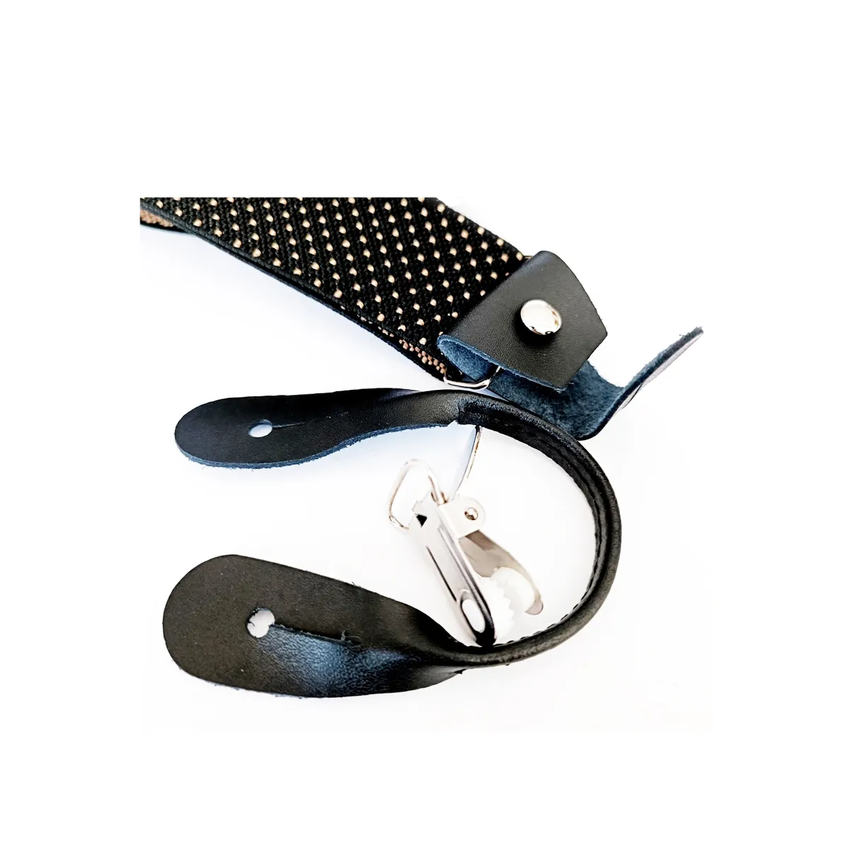 LUCIA CORBATAS - Suspensor hombre elastico negro puntos beige doble broche