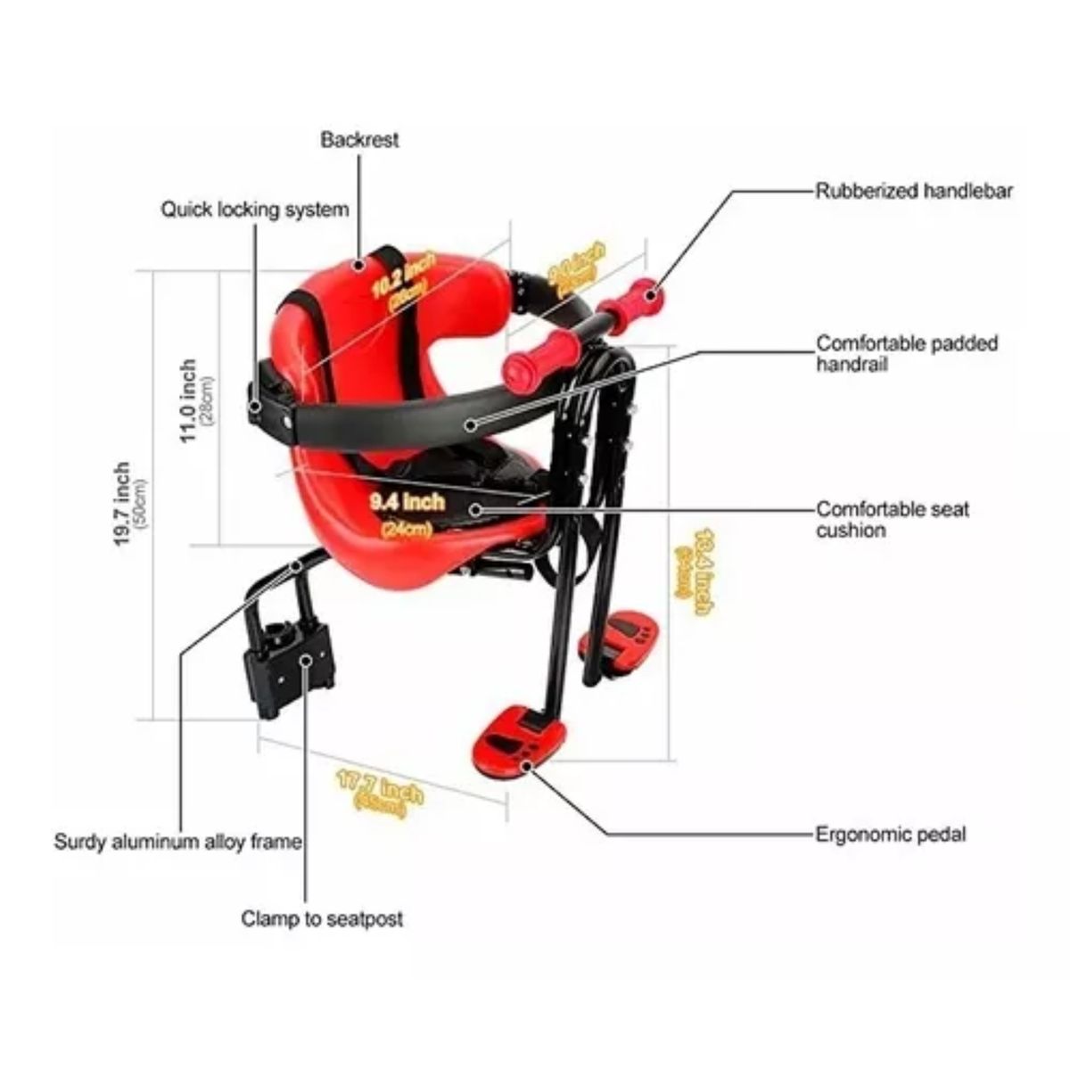 GENERICO - Silla De Bicicleta Para Niño Porta Bebe Frontal