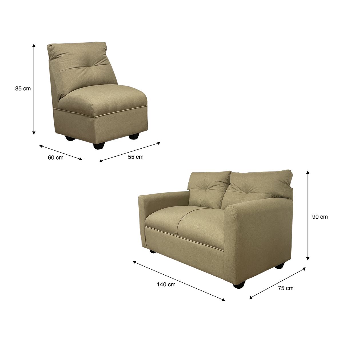SOFAS HOME - JUEGO LIVING MATEO CHENILLE BEIGE PATA PLASTICA 2C1C1C