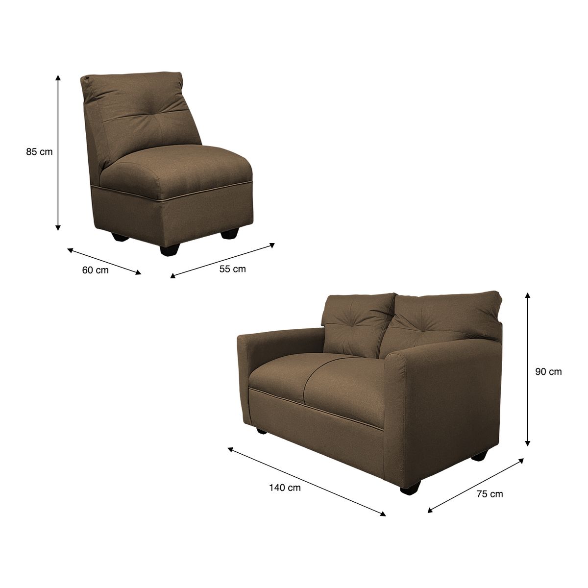 SOFAS HOME - JUEGO LIVING MATEO CHENILLE CAFE PATA PLASTICA 2C1C1C