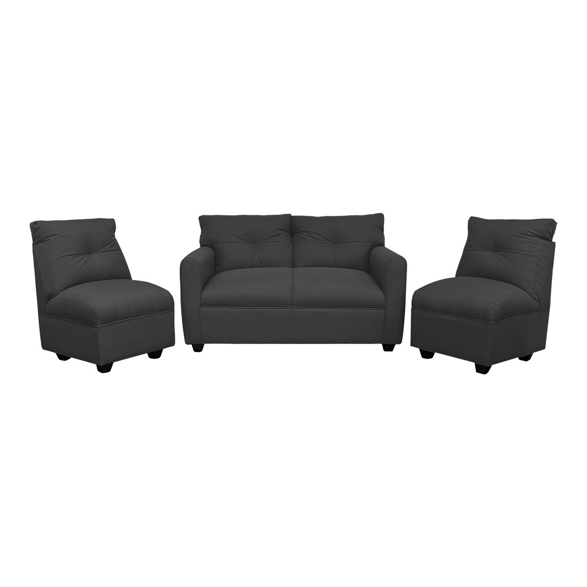 SOFAS HOME - JUEGO LIVING MATEO CHENILLE GRAFITO PATA PLASTICA 2C1C1C