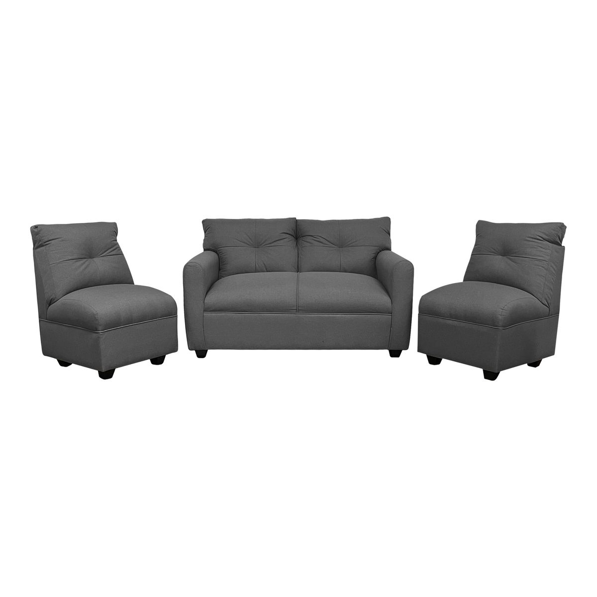 SOFAS HOME - JUEGO LIVING MATEO CHENILLE GRIS PATA PLASTICA 2C1C1C