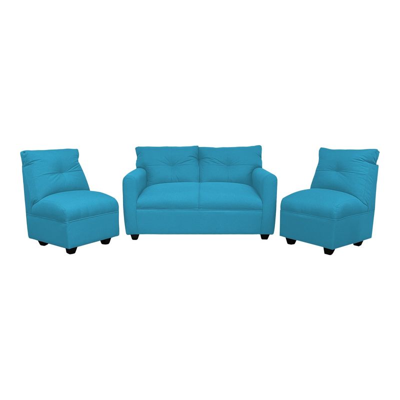 SOFAS HOME - JUEGO LIVING MATEO CHENILLE TURQUESA PATA PLASTICA 2C1C1C