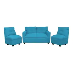 SOFAS HOME - JUEGO LIVING MATEO CHENILLE TURQUESA PATA PLASTICA 2C1C1C