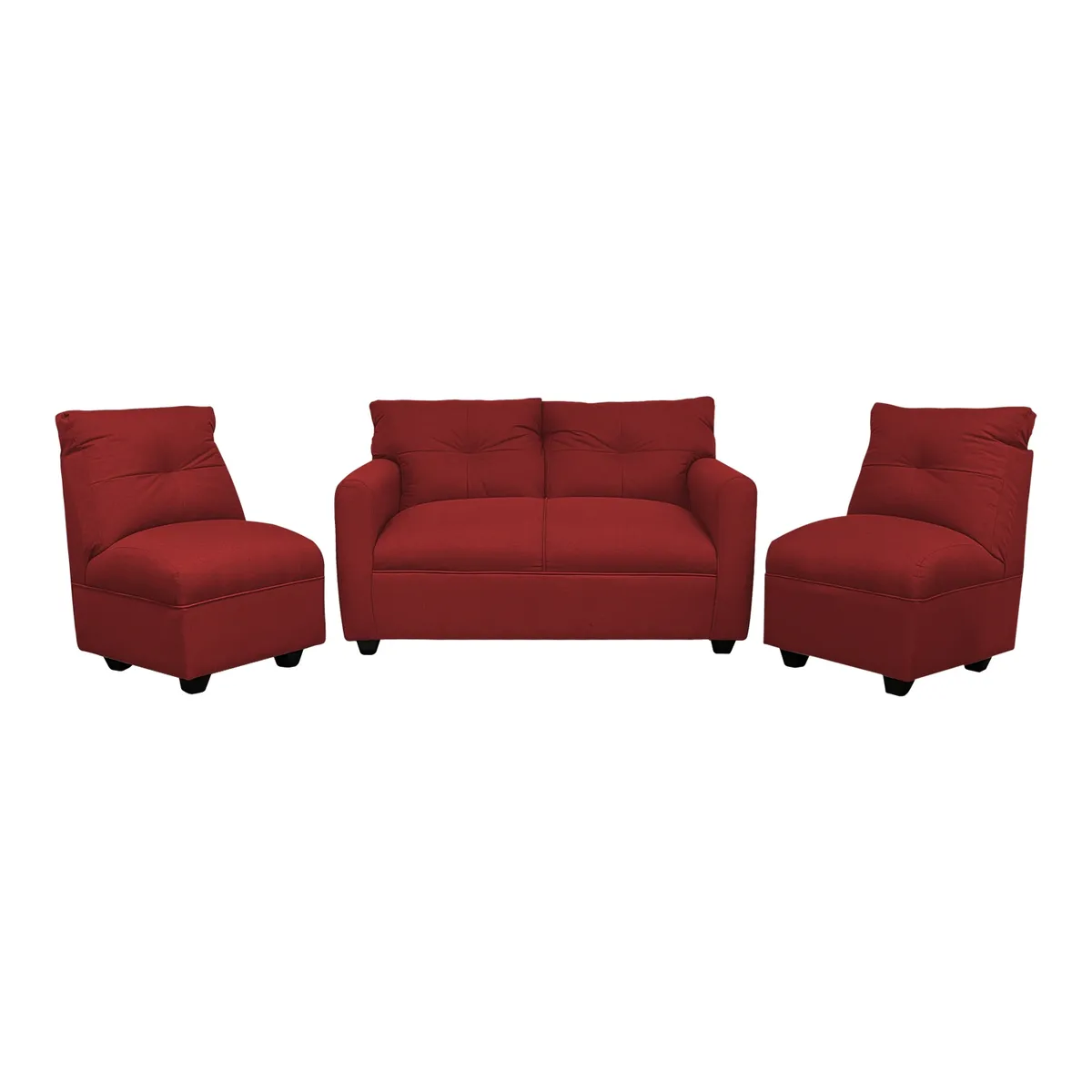 SOFAS HOME - JUEGO LIVING MATEO CHENILLE ROJO PATA PLASTICA 2C1C1C