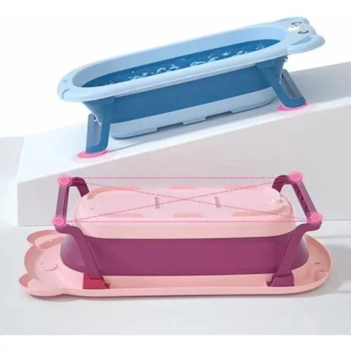 GENERICO - Bañera Plegable Para Bebé Con Cojin Hamaca Oso liso