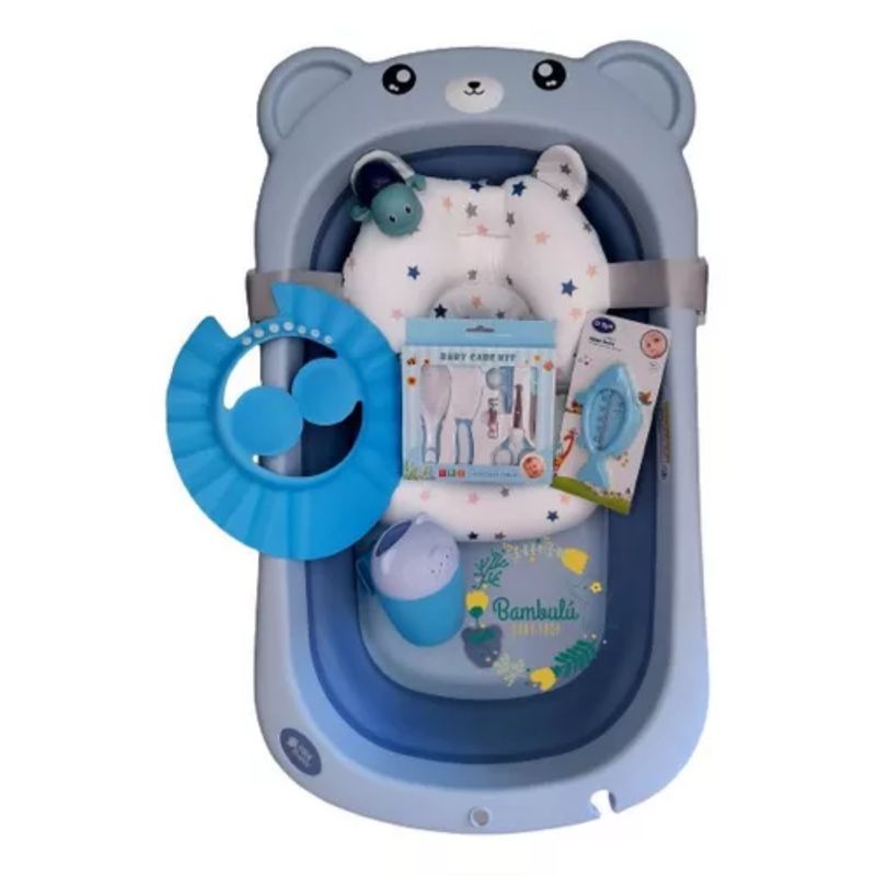 GENERICO - Bañera Plegable Para Bebé Con Cojin Hamaca Oso estrellas