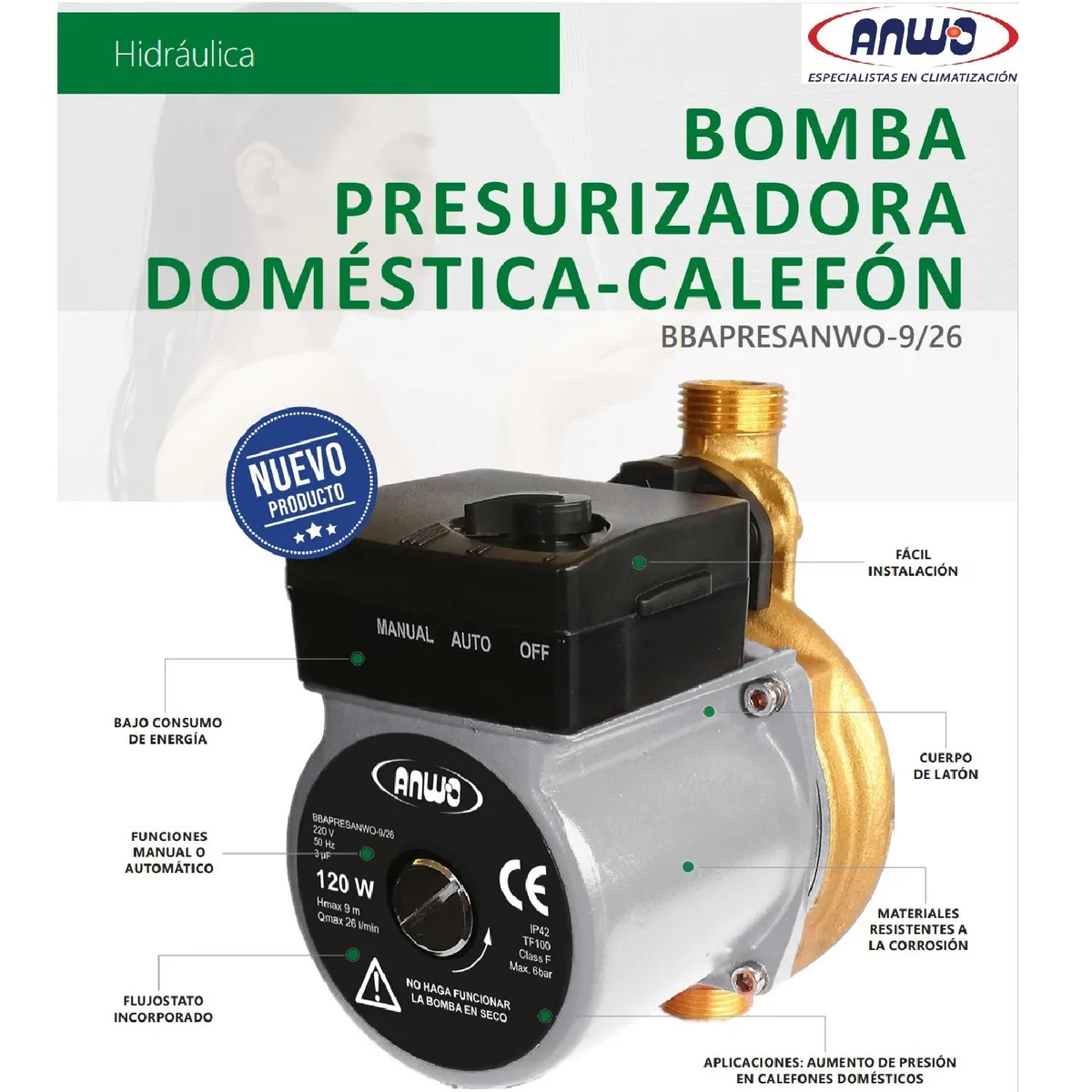 ANWO - Bomba presurizadora para calefones Anwo BBAPRESANWO-926