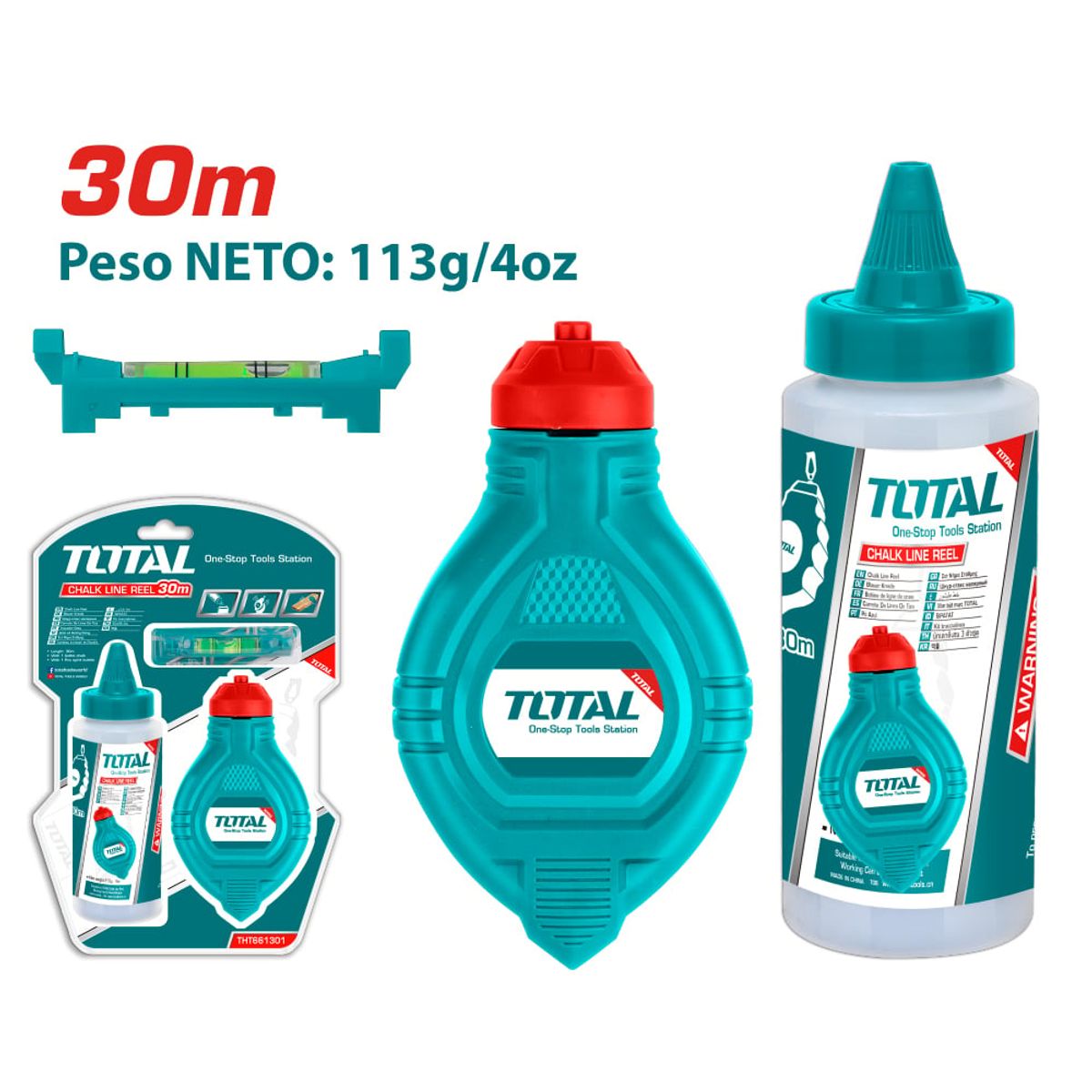 TOTAL TOOLS - Kit Set Tizador  Tiza  Mini Nivel TOTAL