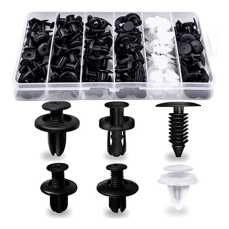 Set Clip Remache Plastico Sujecion Broches Autos 100PCS