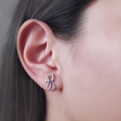 Imagen 2 del producto Aros Gato Calado Plata Fina 925