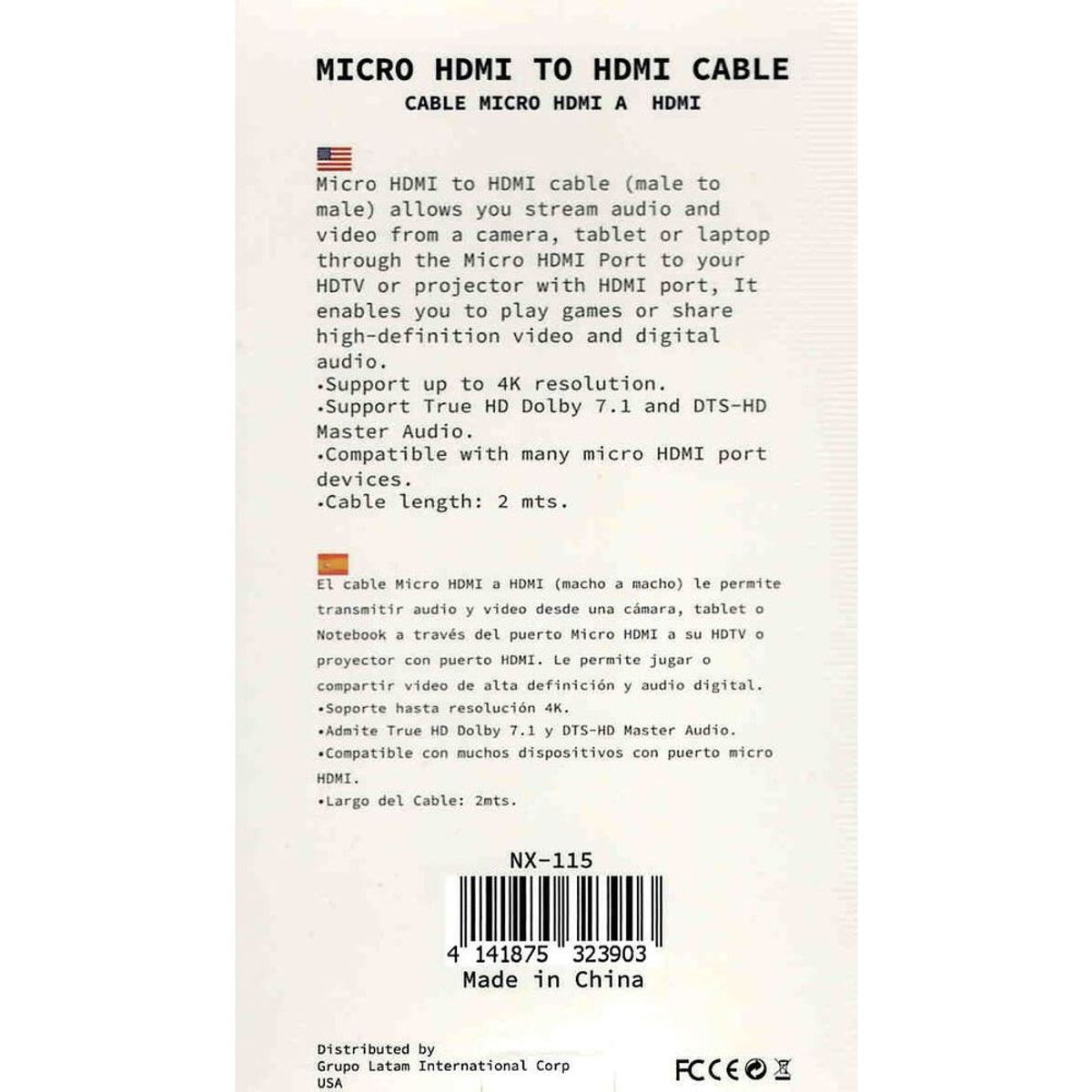 GEN - CABLE MICRO HDMI A HDMI 4K