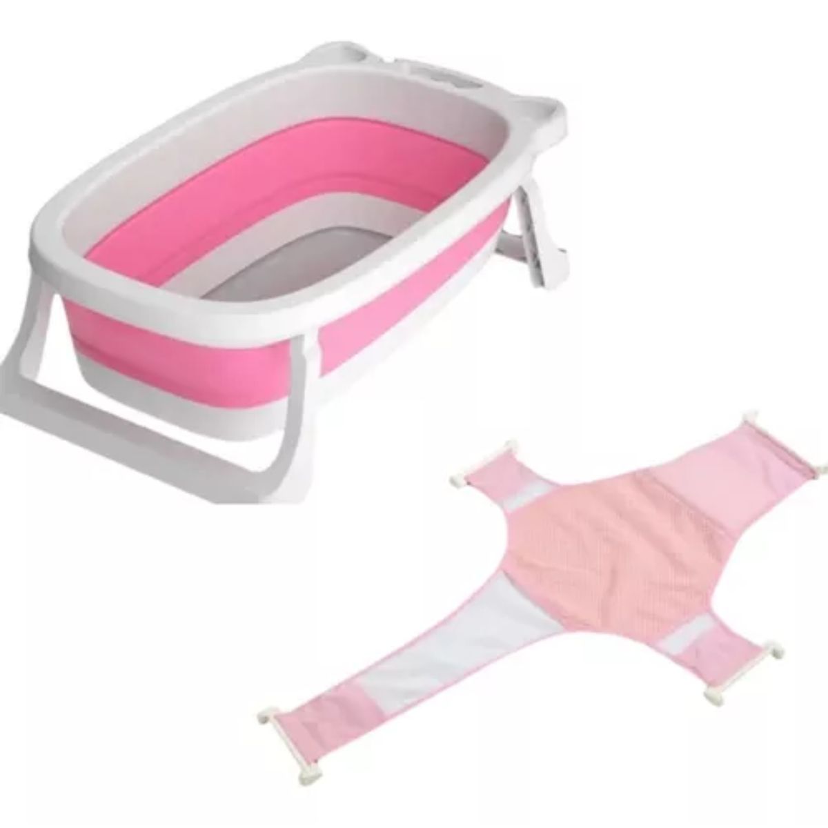 GENERICO - Bañera Plegable Hamaca Antideslizante Rosado.