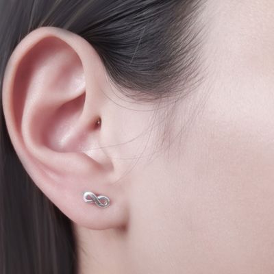 Imagen 2 del producto Aros Mini Infinito Plata Fina 925 Envejecida