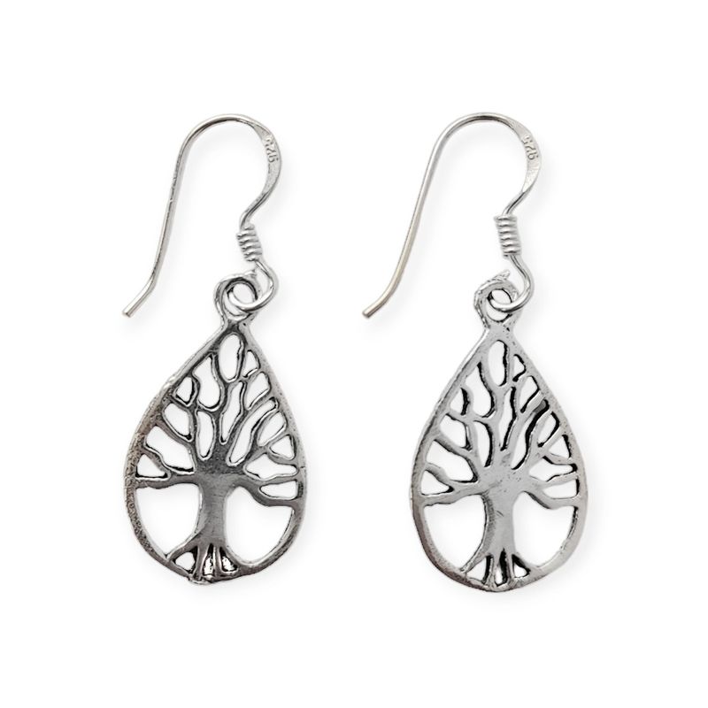 ANDREA COGGIOLA JOYAS - Aros Árbol De La Vida Gota Plata Fina 925