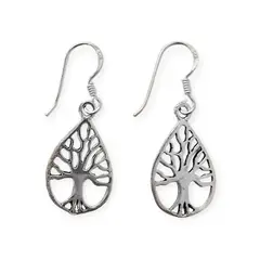 ANDREA COGGIOLA JOYAS - Aros Árbol De La Vida Gota Plata Fina 925
