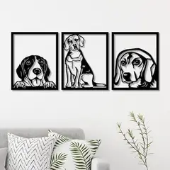 GENERICO - Cuadro Decorativo Artesanal perro Beagle en madera Mdf