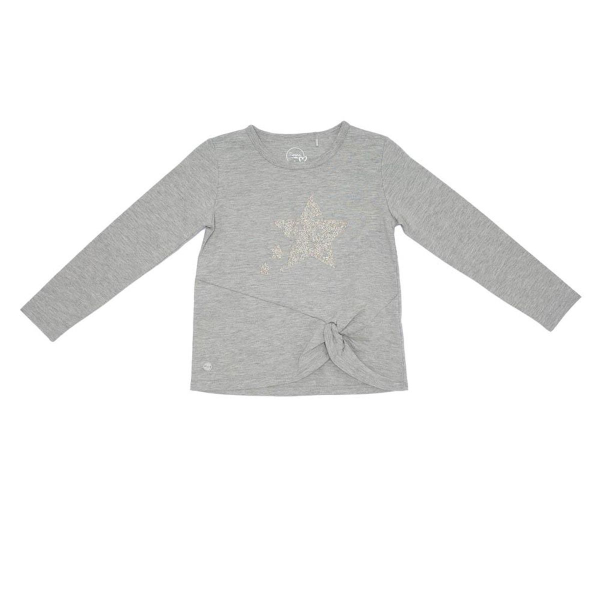 PILLIN - Polera M/L Glitter Algodón Invierno Niña Gris PILLIN