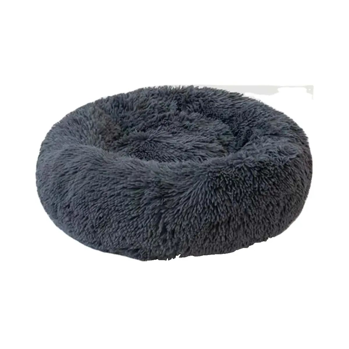 GENERICO - Cama tipo donut para mascotas pequeñas 50 cm gris oscuro