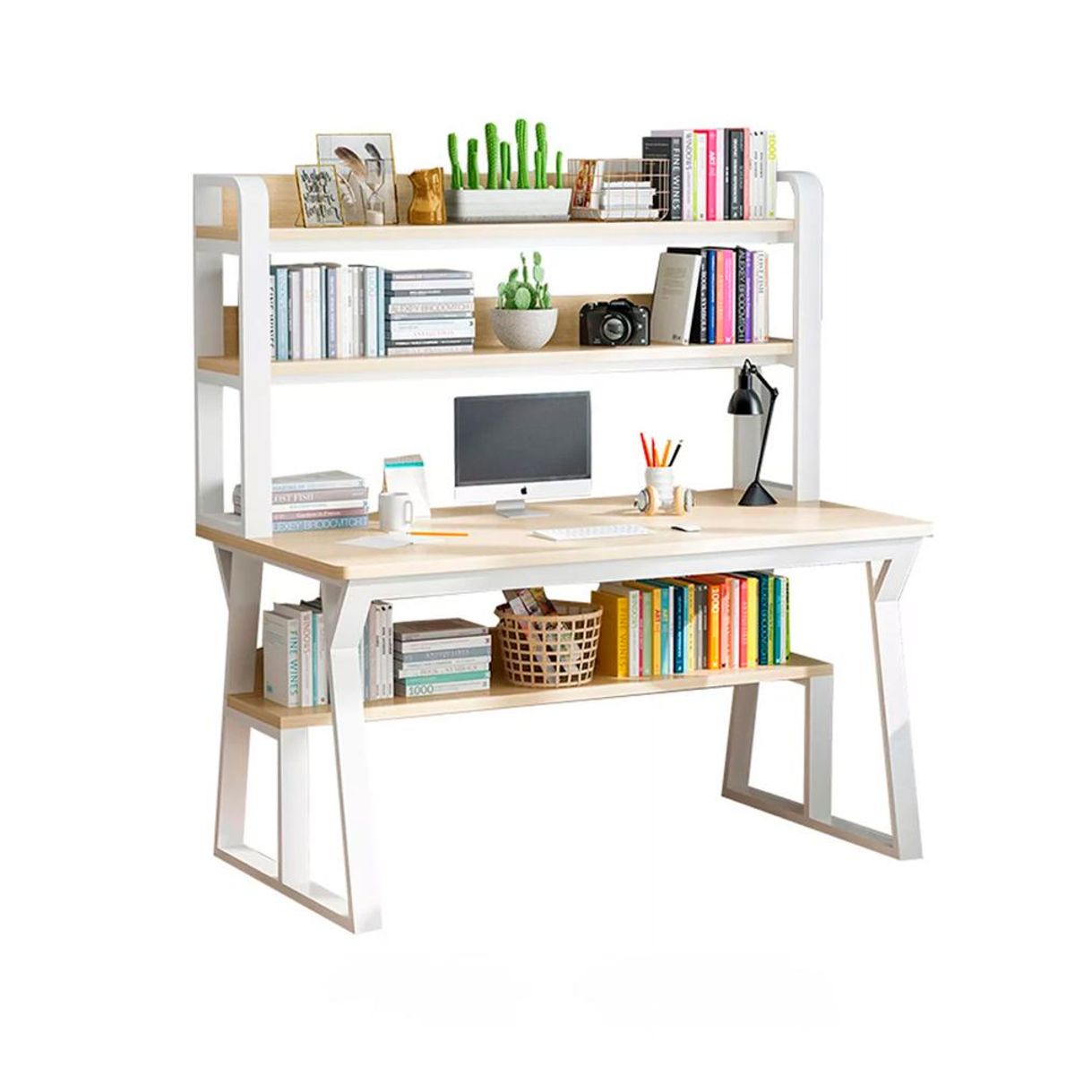 DETODOYMAS - Escritorio Moderno Con Repisas 147x120x60x72 DETODOYMAS