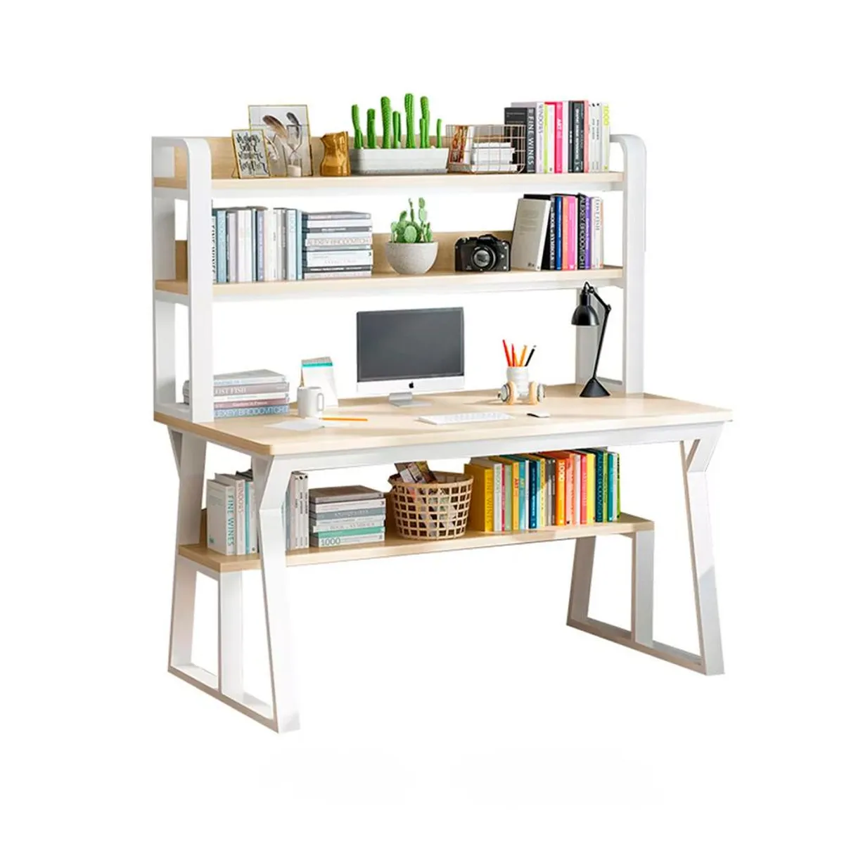 DETODOYMAS - Escritorio Moderno Con Repisas 147x120x60x72 DETODOYMAS