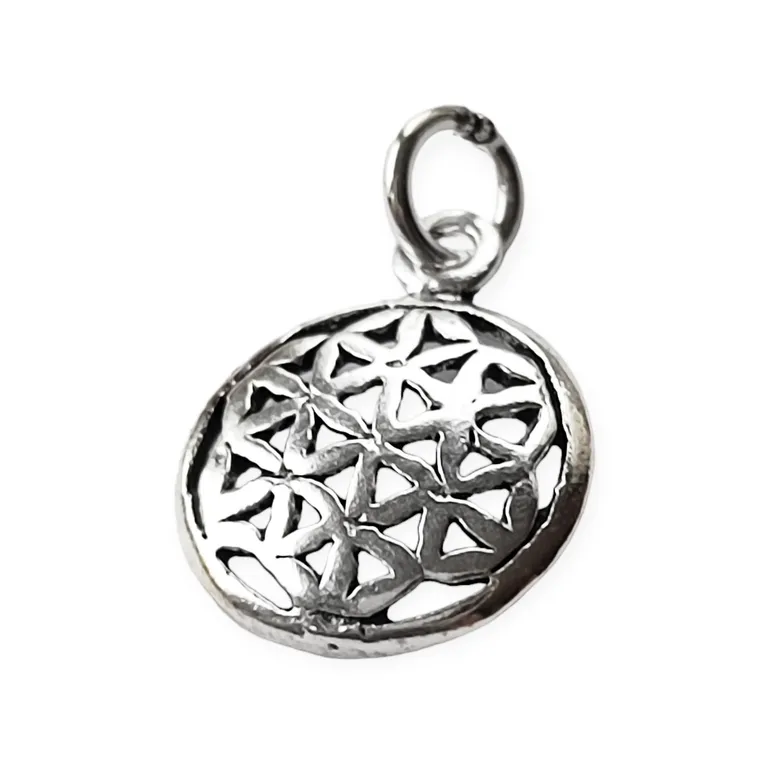 Colgante Flor De La Vida Mini Plata Fina 925 Plateado TALLA UNICA