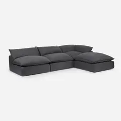 ROSEN - Sofá Seccional Shanklin 4 Piezas Derecho Tela Charcoal