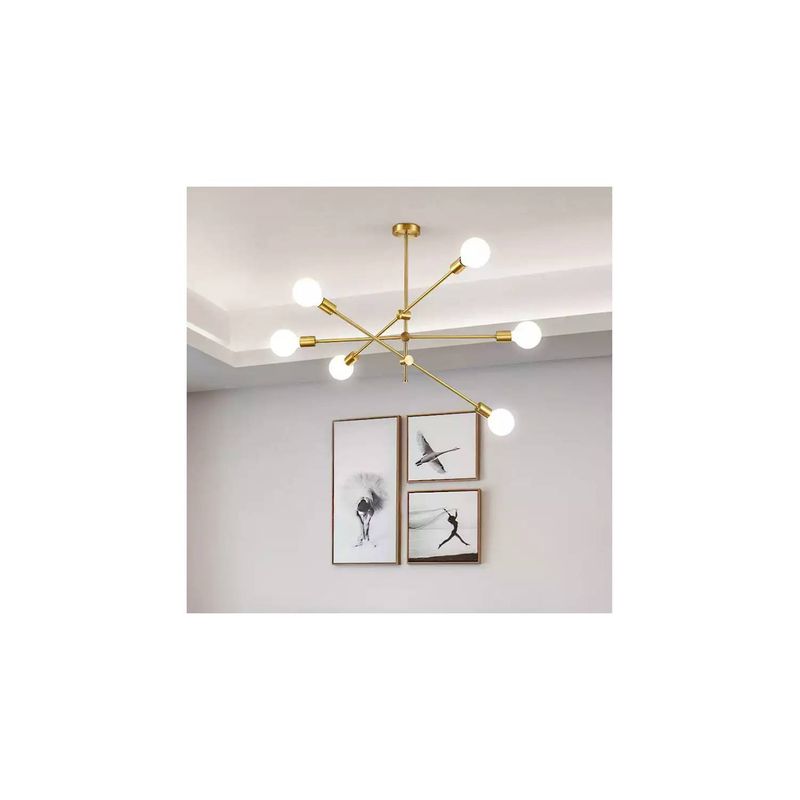 GENERICO - Lámpara Techo Colgante  Dorada 6 Luces PACK 2 U