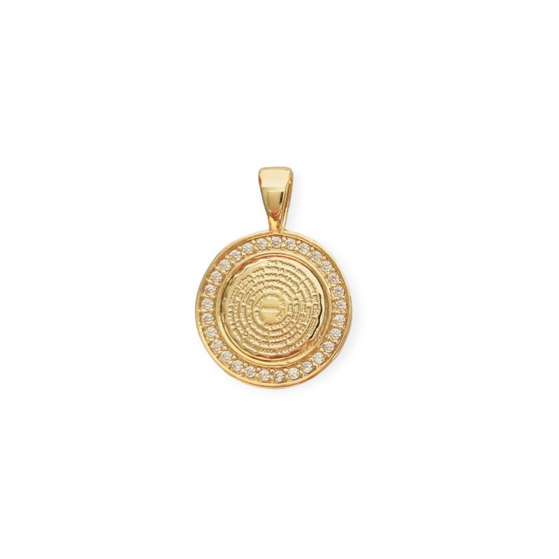 ANDREA COGGIOLA JOYAS - Colgante Padre Nuestro Circón Blanco Enchapado Oro 18K