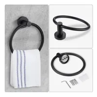 TOALLERO DE MANO CIRCULAR PARA BAÑO ACERO INOXIDABLE COLOR NEGRO