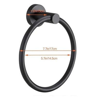 Imagen 2 del producto TOALLERO DE MANO CIRCULAR PARA BAÑO ACERO INOXIDABLE COLOR NEGRO