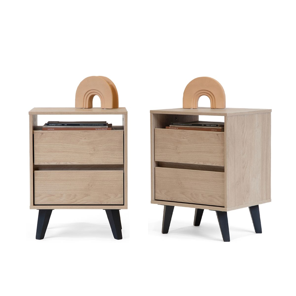 MEDULAR - Par de veladores Atacama café claro Medular