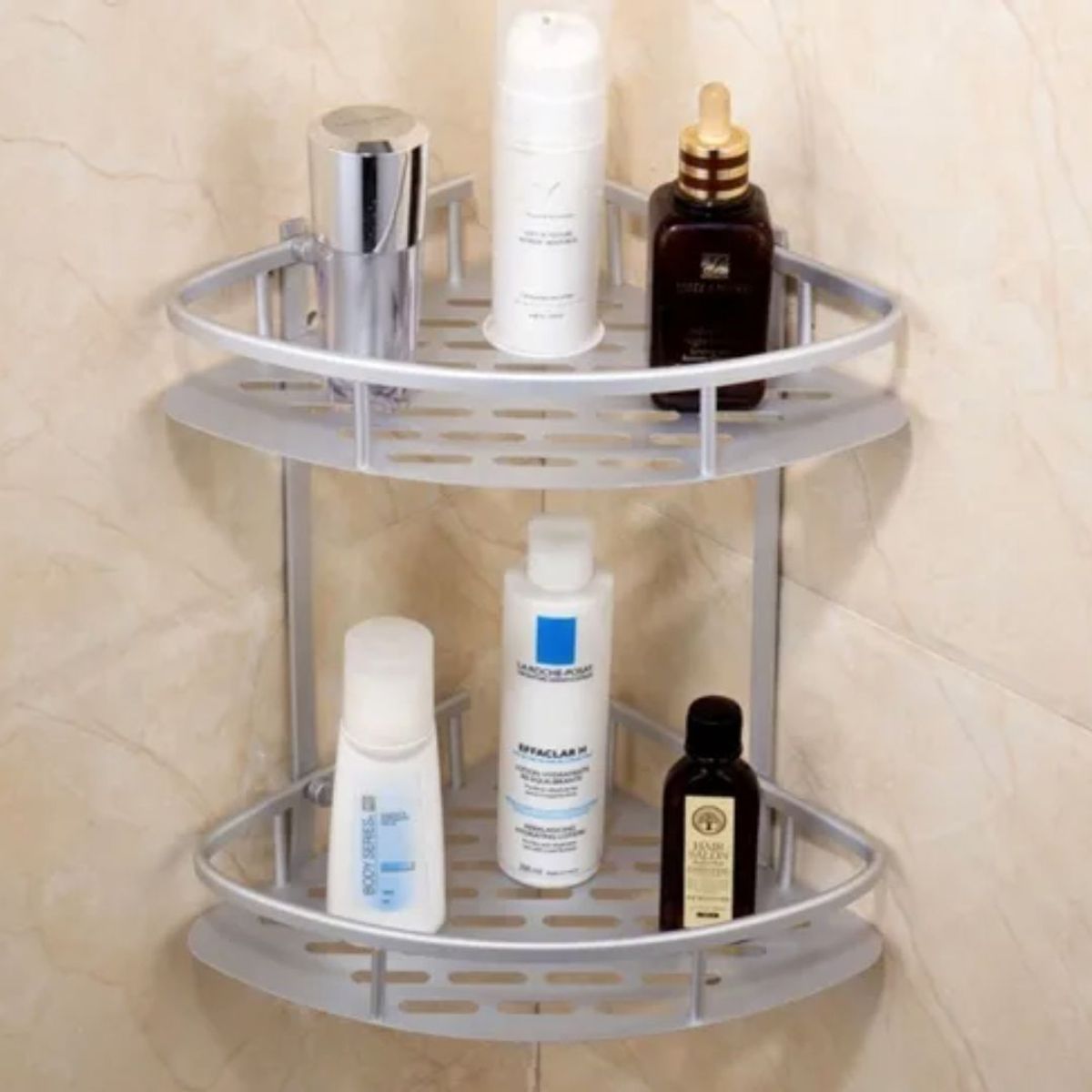 GENERICO - Repisa Mural Esquinero Para Baño Ducha Aluminio De 2 Niveles