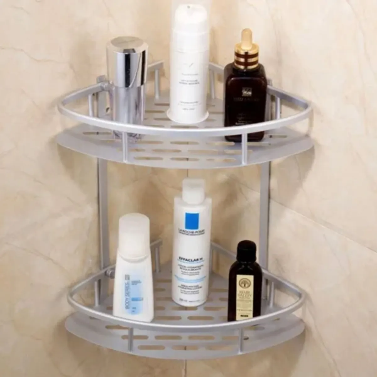 GENERICO - Repisa Mural Esquinero Para Baño Ducha Aluminio De 2 Niveles