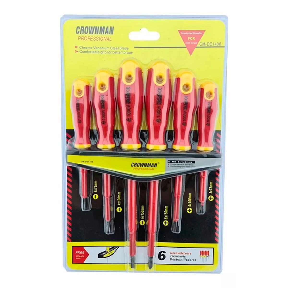 GENERICO - Set Kit Juego Destornilladores Electricos 6 Piezas Crownman