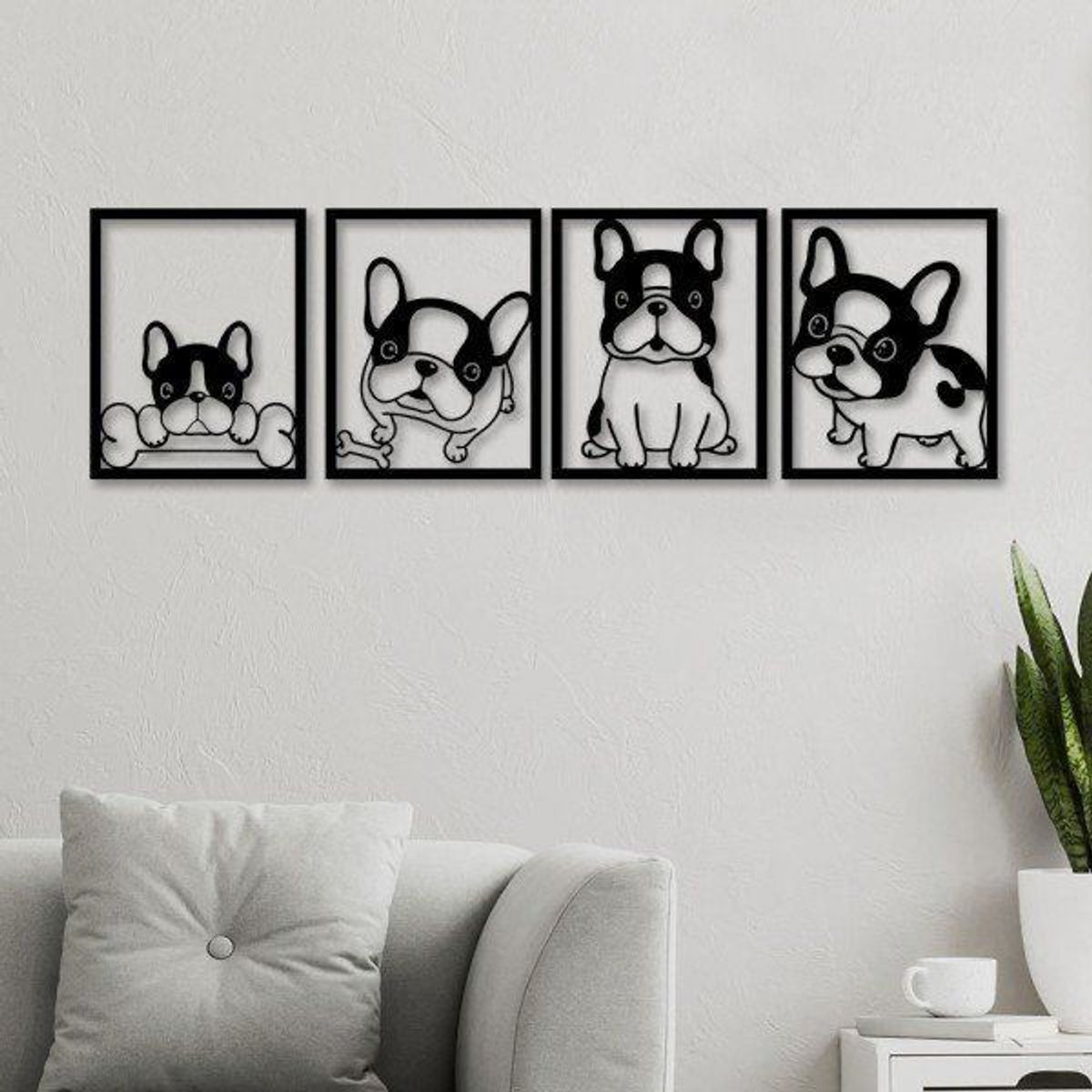 GENERICO - Cuadros  decorativos perritos Bulldog en madera mdf