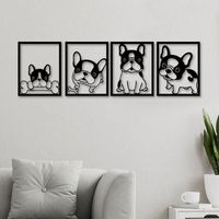 Cuadros decorativos perritos Bulldog en madera mdf