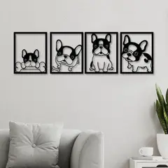 GENERICO - Cuadros decorativos perritos Bulldog en madera mdf
