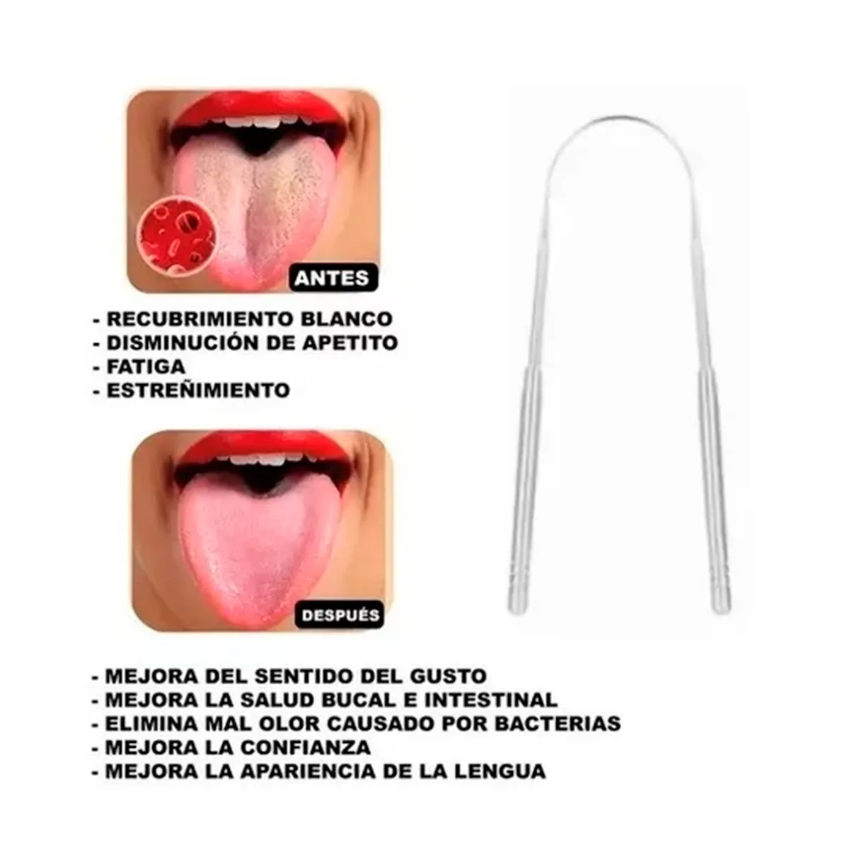 GENERICO - Raspador Limpiador De Lengua Acero Inoxidable