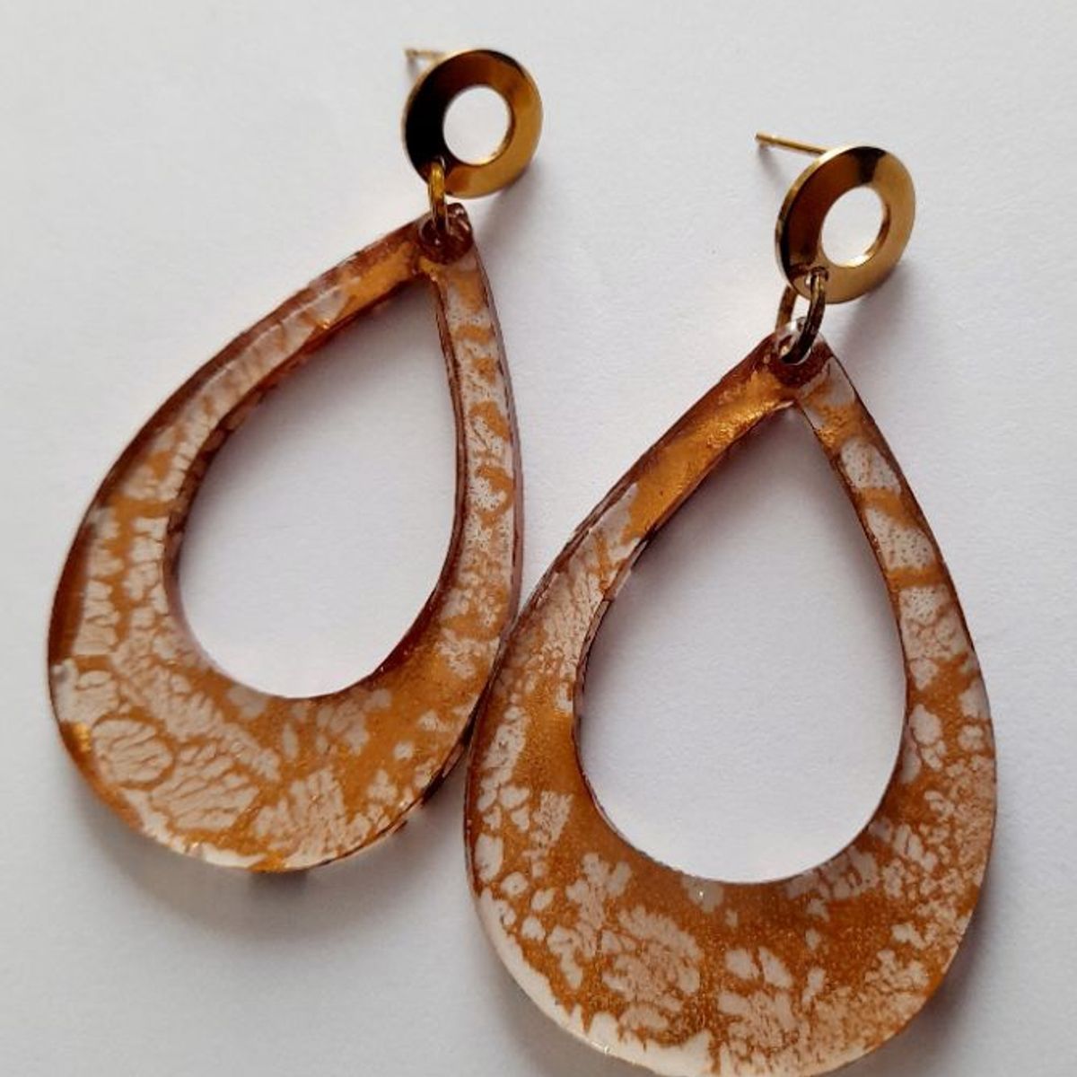 CATHALIFAUDJOYAS - Aros resina craquelados y acero CathalifaudJoyas