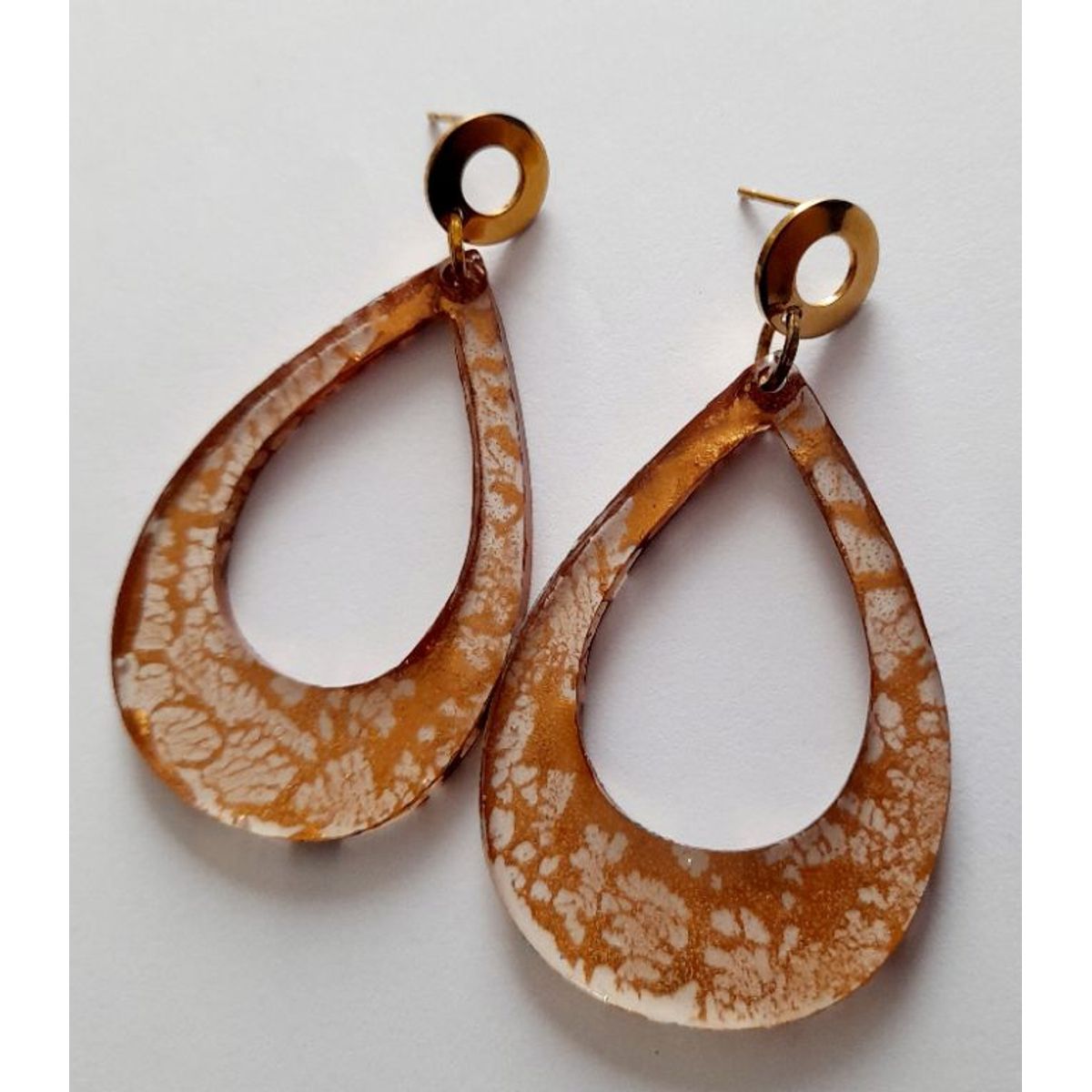 CATHALIFAUDJOYAS - Aros resina craquelados y acero CathalifaudJoyas