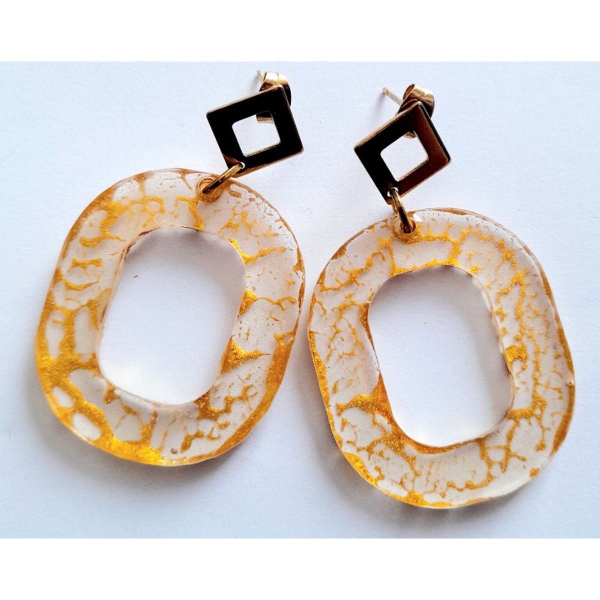 CATHALIFAUDJOYAS - Aros resina craquelados y acero CathalifaudJoyas