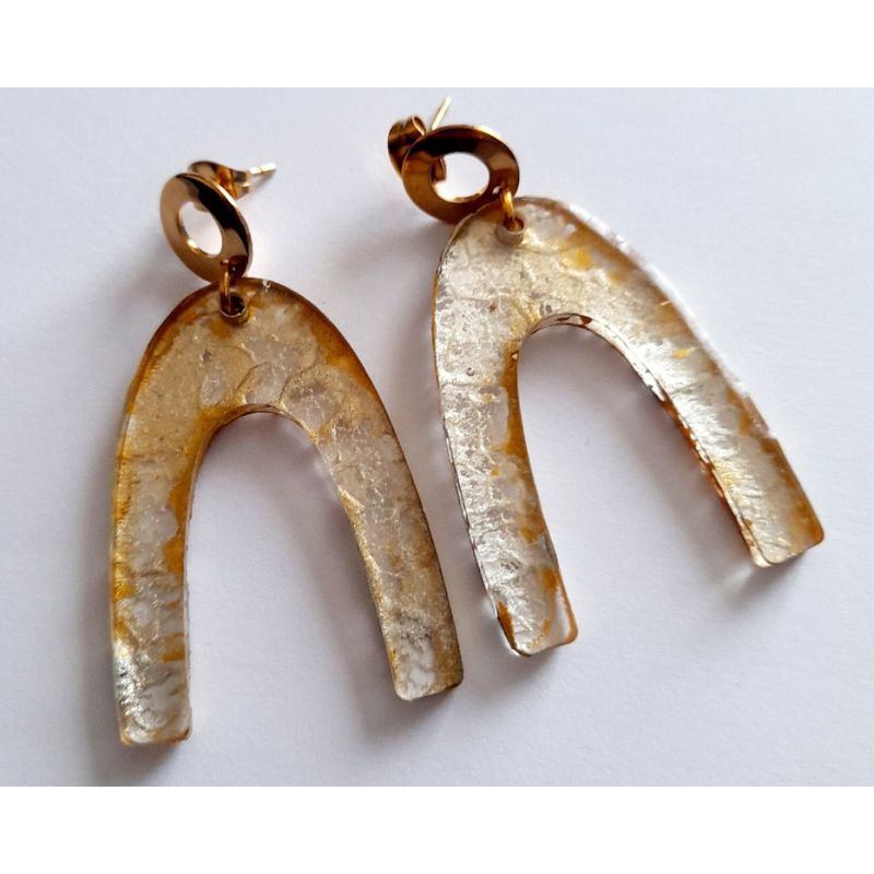 CATHALIFAUDJOYAS - Aros resina craquelados y acero CathalifaudJoyas