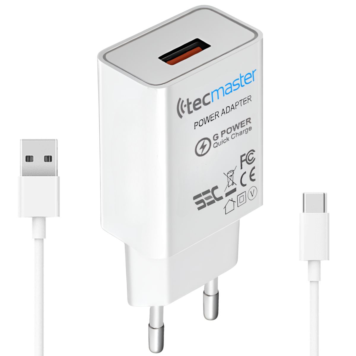 TECMASTER - Cargador USB-C Quick Charge Smart Line 3A 18W SEC TM-200516