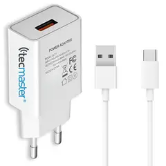 TECMASTER - Cargador USB-C Quick Charge Smart Line 3A 18W SEC TM-200516 - Blanco