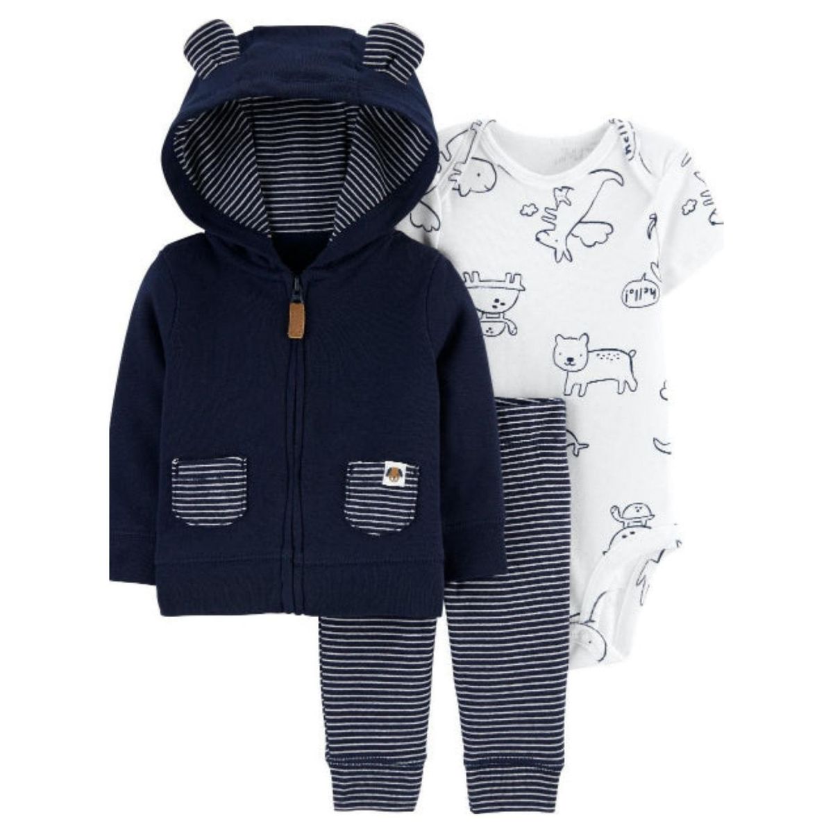 TEDMIMAK - Set 3 Piezas Animales Alegres Tedmimak 100% Algodón Conjunto