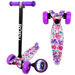 GENERICO - Scooter Monopatín Infantil Lila con Flores D12