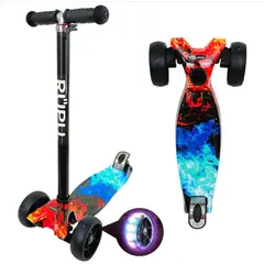 GENERICO - Scooter Monopatín Infantil Negro Flama Azul D3