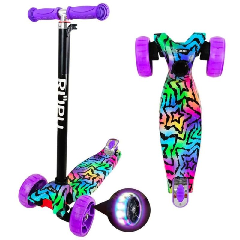 GENERICO - Scooter Monopatín Infantil Morado con Estrellas