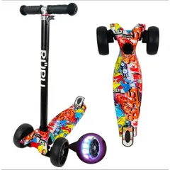 GENERICO - Scooter Monopatín Infantil Negro con Graffiti D9
